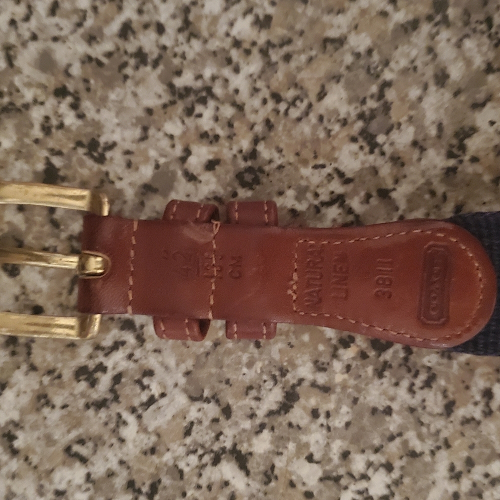 COPY - Coach linen/leather belt 42 length vintage blue